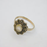 Sterling Silver Mother Of Pearl & Marcasite Art Deco Ring Antique c1930 Size Q