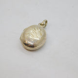 Sterling Silver Floral Pattern Small Oval Locket Charm Pendant Vintage c1970