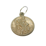 Sterling Silver St Christopher Disc Charm Pendant Vintage c1970