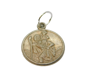 Sterling Silver St Christopher Disc Charm Pendant Vintage c1970