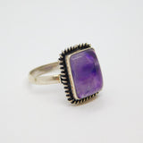 Sterling Silver Cabochon Amethyst Studio Dress Ring Vintage c1970 Size N 1/2