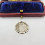 Victorian USA Sterling Silver One Dime Coin Charm or Pendant 1853 Antique