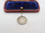 Victorian USA Sterling Silver One Dime Coin Charm or Pendant 1853 Antique