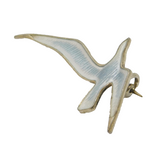 Opro Norwegian Sterling Silver White Enamel Seagull Brooch Vintage c1950s