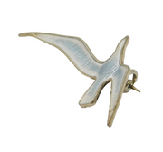 Opro Norwegian Sterling Silver White Enamel Seagull Brooch Vintage c1950s