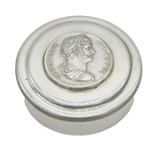 Sterling Silver Hadrian Coin Set Snuff Box Vintage 1991 Birmingham