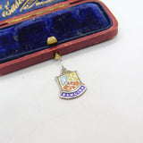 Sterling Silver and Enamel Dawlish Travel Shield Charm Pendant Vintage c1970