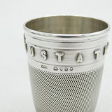 Victorian Sterling Silver 'Just a Thimbleful' Novelty Shot Cup Antique 1876