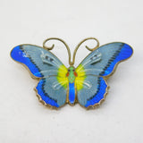Sterling Silver & Colourful Enamel Butterfly Brooch Pin Antique c1940 Art Deco