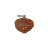 Sterling Silver Carved Carnelian Small Heart Form Charm Pendant Vintage c1970s
