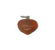 Sterling Silver Carved Carnelian Small Heart Form Charm Pendant Vintage c1970s