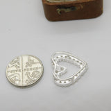 Sterling Silver Paste Set Heart Drop Charm Pendant Vintage c1970