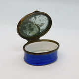 Georgian Blue-White Bilstone Enamel Patch Box 'Efteem the Giver' Antique AF