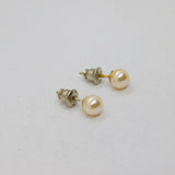 Sterling Silver Boxed Pair Of 5mm Round Pearl Stud Earrings Vintage c1970s