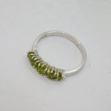Sterling Silver 5 Stone Peridot Half Eternity Band Ring Modern c1990 Size Q 1/2