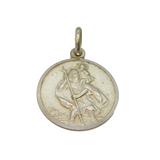 Sterling Silver Matte Double-Sided St Christopher Travel Pendant Vintage c1950s