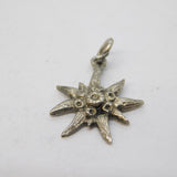 Sterling Silver Edelweiss Flower Charm Pendant Vintage c1970