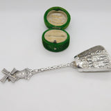 Dutch .900 Silver Windmill Terminal Tea Caddy Scoop Spoon Antique c1930
