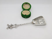 Dutch .900 Silver Windmill Terminal Tea Caddy Scoop Spoon Antique c1930