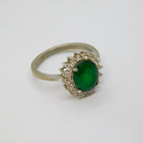 Sterling Silver Synthetic Emerald & Spinel Cluster Ring Vintage c1970 Size M 1/2
