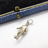 Sterling Silver Man Playing Football Charm Pendant Vintage c1970