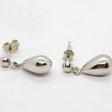 Pair of 9ct White Gold Pear Form Drop Stud Earrings Vintage c1990s