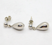 Pair of 9ct White Gold Pear Form Drop Stud Earrings Vintage c1990s