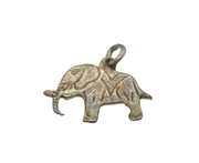 Sterling Silver Patterned Elephant Charm Pendant Vintage c1970