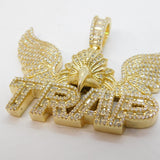 Sterling Silver Gilt Paste Set Eagle 'Trap' Large Pendant Vintage c2000s