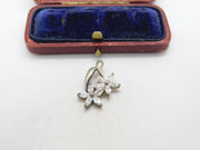 Sterling Silver and Twin Diamante Flowers Charm Pendant Vintage c1970