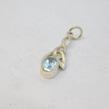 Sterling Silver Blue Topaz Celtix Style Drop Charm Pendant Vintage c1970