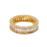 Sterling Silver Gilt Channel Set CZ Eternity Band Ring Modern c2000 Size O 1/2