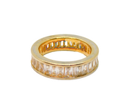 Sterling Silver Gilt Channel Set CZ Eternity Band Ring Modern c2000 Size O 1/2
