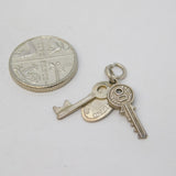 Sterling Silver Set of Keys Charm Pendant Vintage c1970