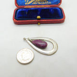 Sterling Silver Dangle Green and Purple Quartz Charm Pendant Vintage c1970