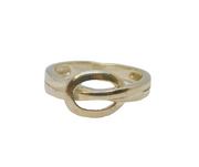 Sterling Silver Open Oval Patterned Band Dress Ring Vintage c1970 Size M