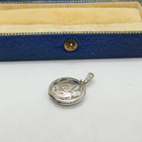 Sterling Silver Double Pocket Pendant Floral Motif Vintage c1970