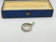 Sterling Silver Double Pocket Pendant Floral Motif Vintage c1970