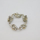 Sterling Silver Paste & 5 Pearl Open Circle Brooch Pin Vintage c1970