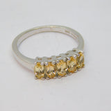 Sterling Silver Five Champagne Topaz Half Eternity Ring Vintage c1970 Size N 1/2