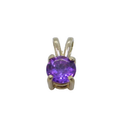 Sterling Silver Round Amethyst Solitaire Charm Pendant Modern c1990s