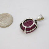 Sterling Silver Large Synthetic Ruby Drop Charm Pendant Vintage c1970