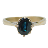 9ct White Gold & 1ct Oval-Cut Kashmir Blue Sapphire Dress Ring Vintage