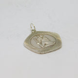 Sterling Silver Patterned & Textured Edge St Christopher Pendant Vintage c1970