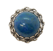 Sterling Silver Mounted Glazed Ceramic Ruskin Style Brooch Vintage c1950s