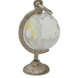 Sterling Silver Crystal Glass Globe Charm Pendant Vintage c1970