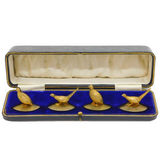 Boxed Set of Sterling Silver Gilt Partridge & Pheasant Menu Holders Antique