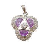 Sterling Silver Amethyst & Paste Set Charm Pendant Vintage c1970s