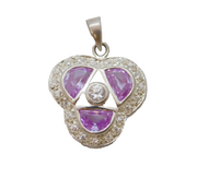 Sterling Silver Amethyst & Paste Set Charm Pendant Vintage c1970s