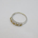Sterling Silver & Gold Yellow & White Diamond Band Ring Vintage c1990 Size P 1/2
